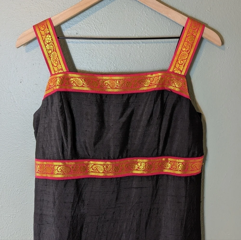 Vintage Y2K  Beaders Touch 100% Silk Midi Dress Size L - Picture 2 of 8